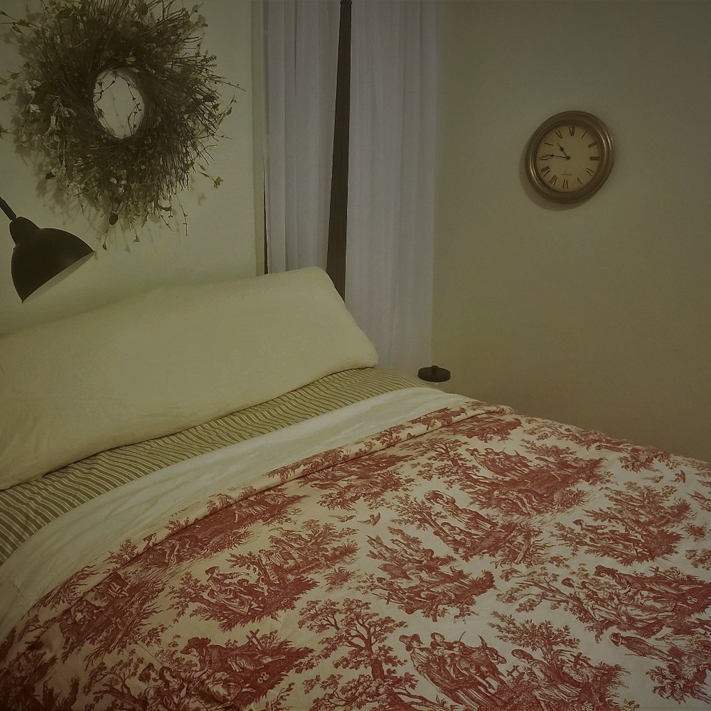 Handmade Linen Duvet - Toile -Red fits Queen/King